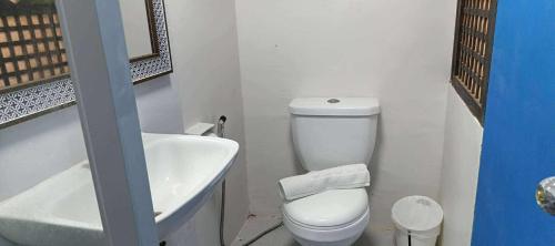 a bathroom with a white toilet and a sink at Vida Pacifica Resort & Hotel by RedDoorz in Mabini
