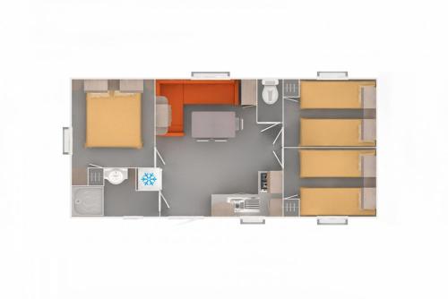 Pelan lantai bagi Camping Mobil Home 6 Pers Rivage des Landes Piscine Landes