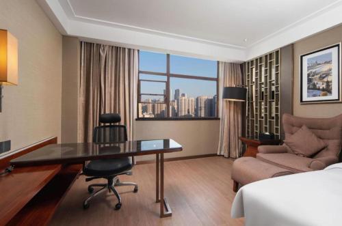 Posezení v ubytování Echeng Hotel Wuhan Optics Valley Square Yangjiawan Metro Station