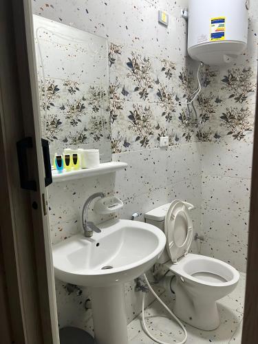 a bathroom with a toilet and a sink at park plazza downtown boutique in Cairo