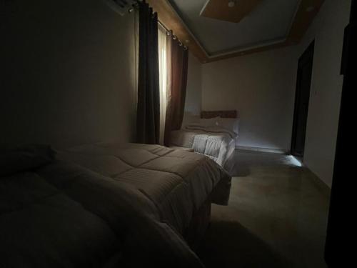 a bedroom with two beds and a window at Aladdin Sphinx & Pyramid Stay in Cairo