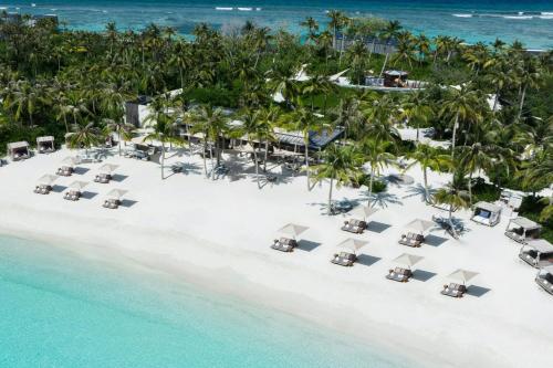 an aerial view of the beach at the excellence punta cana resort at The Ritz-Carlton Maldives, Fari Islands in North Male Atoll