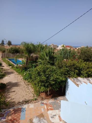 a view of a garden with a pool and plants at Kariat arkma in Nador