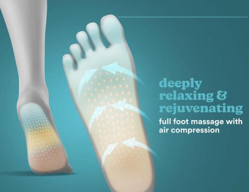 a medically realistic illustration of a foot massage with air congestion at Appart' Hôtel Fauriel Saint-Etienne Parking privé balcon wifi in Saint-Étienne