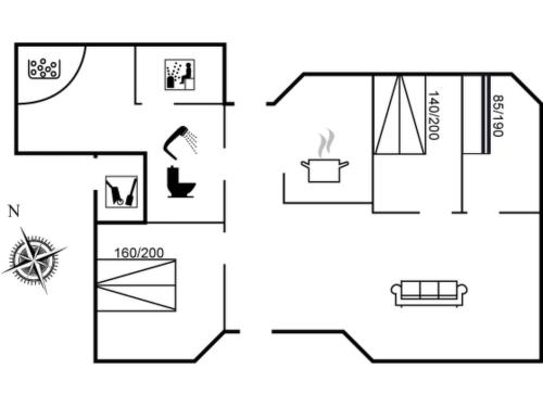 a schematic diagram of a house at Holiday Home Albertina - 200m from the sea by Interhome in Hals