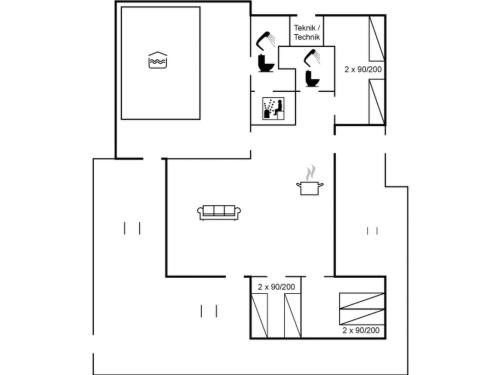 un plano de una casa en Holiday Home Blondine - 940m from the sea by Interhome, en Hjørring