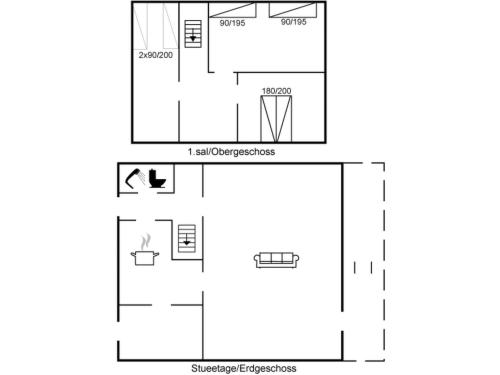 a floor plan of a tiny house at Holiday Home Begitte - 200m from the sea by Interhome in Hesselager