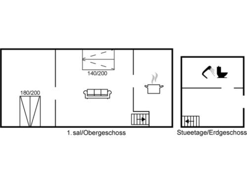planta de una casa pequeña con diagramas en Apartment Riitta - 250m from the sea by Interhome, en Neksø