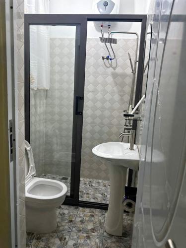KoforiduaにあるSenalli Hotelのトイレと洗面台付きのバスルーム