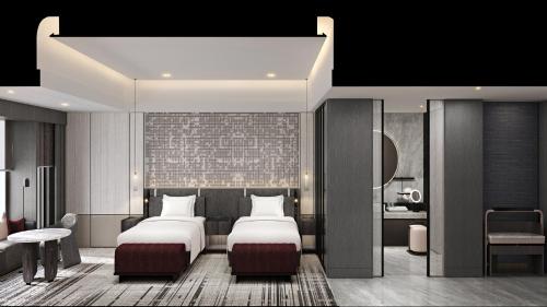 a rendering of a hotel room with two beds at InterContinental Shenzhen WECC by IHG in Shenzhen