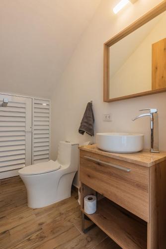 a bathroom with a toilet and a sink at Malibu Residential 3BD - Lia in Cozumel