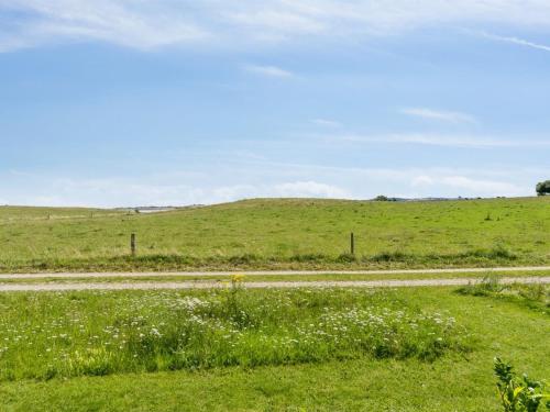 a road in a field with grass and flowers at Holiday Home Bæver - 200m from the sea by Interhome in Knebel