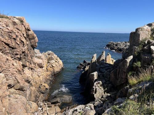 a group of rocks next to the ocean at Holiday Home Skyler - 250m from the sea by Interhome in Gudhjem