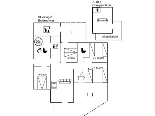 a block diagram of a house at Holiday Home Magga - 520m from the sea by Interhome in Bogentved
