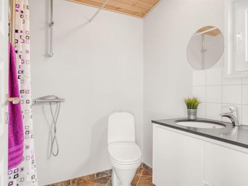 a bathroom with a white toilet and a sink at Holiday Home Nyalle - 50m to the inlet by Interhome in Struer