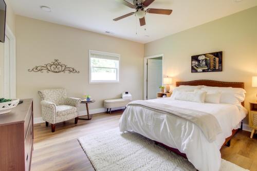 a bedroom with a bed and a ceiling fan at Dog-Friendly Jackson Home Near Downtown Hub! in Jackson