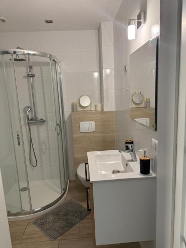 Koupelna v ubytování Apartament Roma