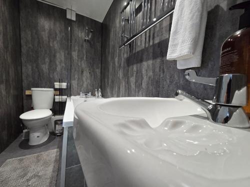 a bathroom with a sink and a toilet at Room 1 shared house 5 minutes from Anfield in Liverpool