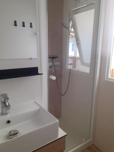 Ένα μπάνιο στο Mobil-home 3 ch 2 sdb dans camping 4 étoiles