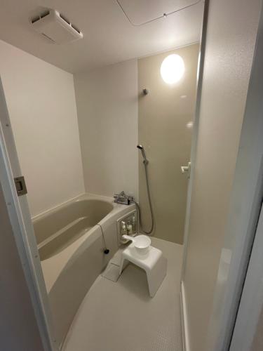 松山市にある祇園Houseのバスタブとトイレ付きのバスルーム