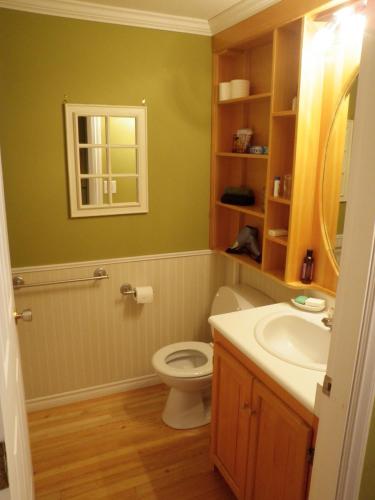 a bathroom with a toilet and a sink at Riverbend Guest House in Chilliwack