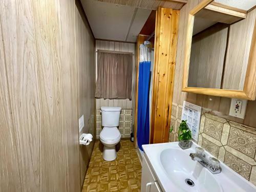 un baño con inodoro y lavabo en Balsam Lake - 2-Bedroom Cottage #2, en Kawartha Lakes