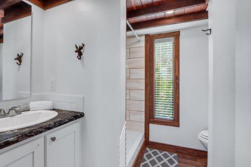 a bathroom with a sink and a toilet at ShenanigInn at Bent Tree Ranch in Lampasas