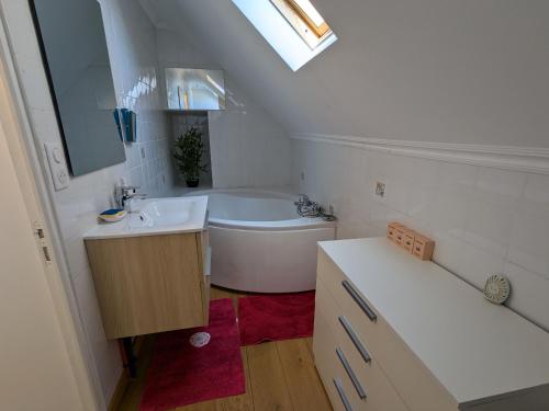 A bathroom at Gîte du Canal à Montargis: Charme, Jardins & Culture - FR-1-590-581