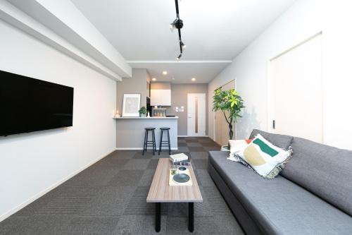 TV a/nebo společenská místnost v ubytování Living like Hotel 博多駅南