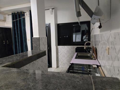 Kuchyň nebo kuchyňský kout v ubytování Colombo Hôtel