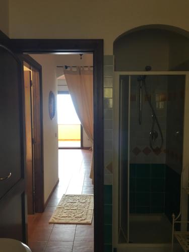 カステルサルドにあるResidence Monte Baingiuのバスルーム(シャワー、ウォークインシャワー付)