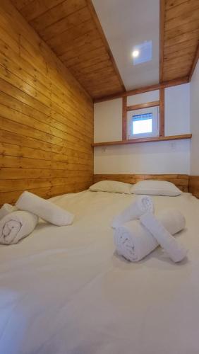 En eller flere senge i et værelse på Houseboat Vilnius