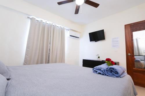 Cama o camas de una habitación en Edificio Amber