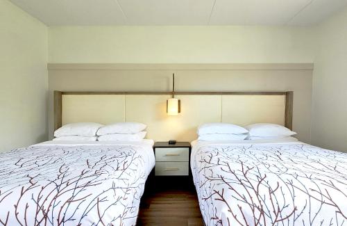 two beds sitting next to each other in a room at Talley Ho Inn in Townsend