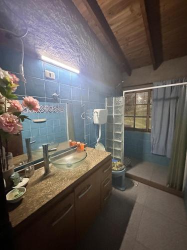 une salle de bain avec lavabo et douche dans l'établissement Dulce María, à Costa Azul