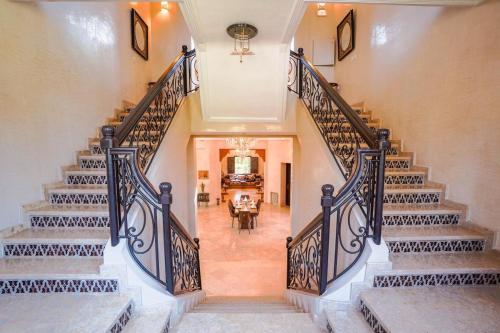 an overhead view of a staircase in a house at Villa des roses in Tahannout