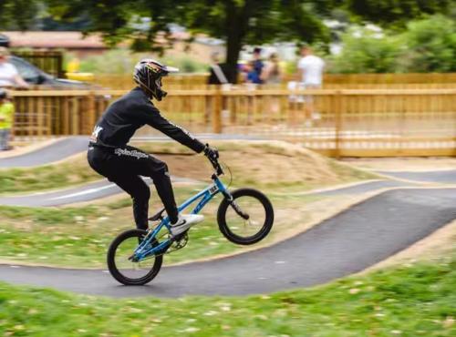 a person riding a bike on a skate ramp at Billing Aquadrome holiday park - sleeps up to 7 in Great Billing