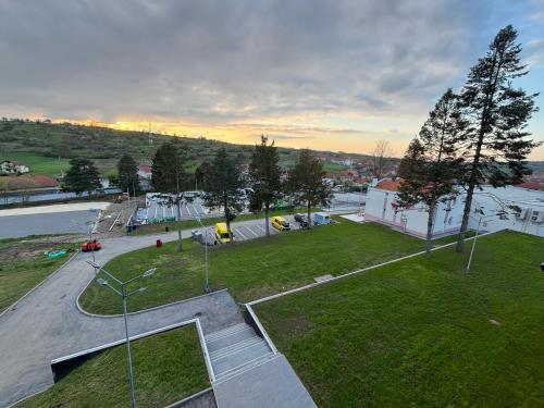 an aerial view of a park with a parking lot at Vile Jana in Leskovac