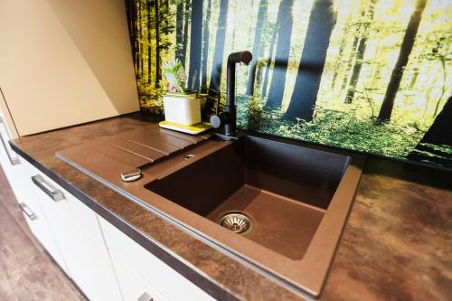 Η κουζίνα ή μικρή κουζίνα στο Neues Haus, Talblick 5, mit Sauna und wunderschönen Panoramablick