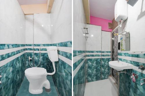 a bathroom with a toilet and a sink at Hotel O Kadodara Surat Sanjivani Hospital Formerly Rolex in Balesar