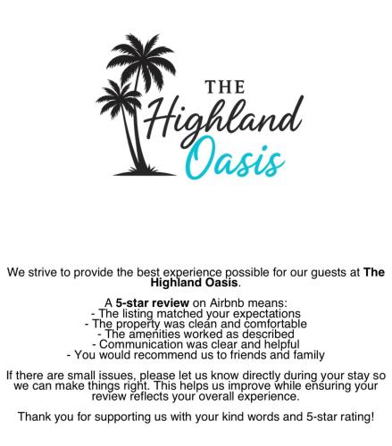 a flyer for the highland oasis with a palm tree at The Highland Oasis in Ephrata