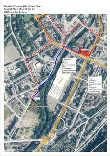 a map of the proposed improvements to the intersection of highway and interstate at Hotel Blauer Engel in Aue