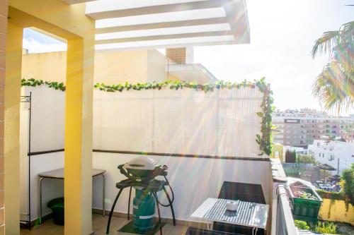 a room with a camera on a balcony at Dream Lagos B&B in Lagos