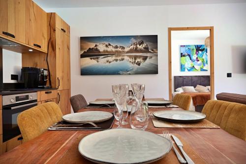 Dapur atau dapur kecil di Samba superbe appartement terrasse vue montagne