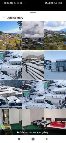 a collage of photos of buildings with snow on them at Jaggi Guest House Chopta in Chopta
