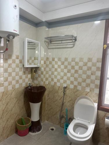 a bathroom with a toilet and a sink at Karma homestay in Ravangla