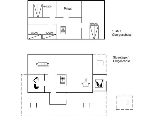 a floor plan of a tiny house at Holiday Home Scarlet - 5m from the sea by Interhome in Hasle