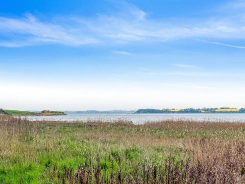 a large body of water with grass and a field at Holiday Home Vemund - 100m to the inlet by Interhome in Vig