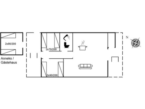 a floor plan of a small house at Holiday Home Irlin - 600m from the sea by Interhome in Jerup