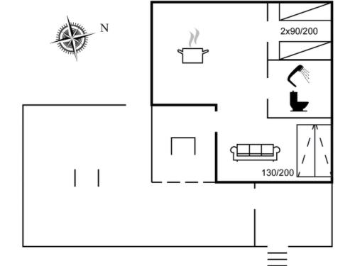 a diagram of a house with the dimensions of the room at Holiday Home Gyrth - 20m to the inlet by Interhome in Munkebo